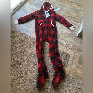 Cozy Holiday Hoodie-Footie Onesie Unisex Kids Pajamas Size 12